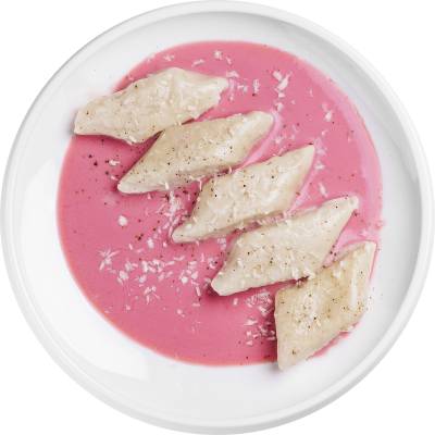 Ленивые вареники с малиновым йогуртом